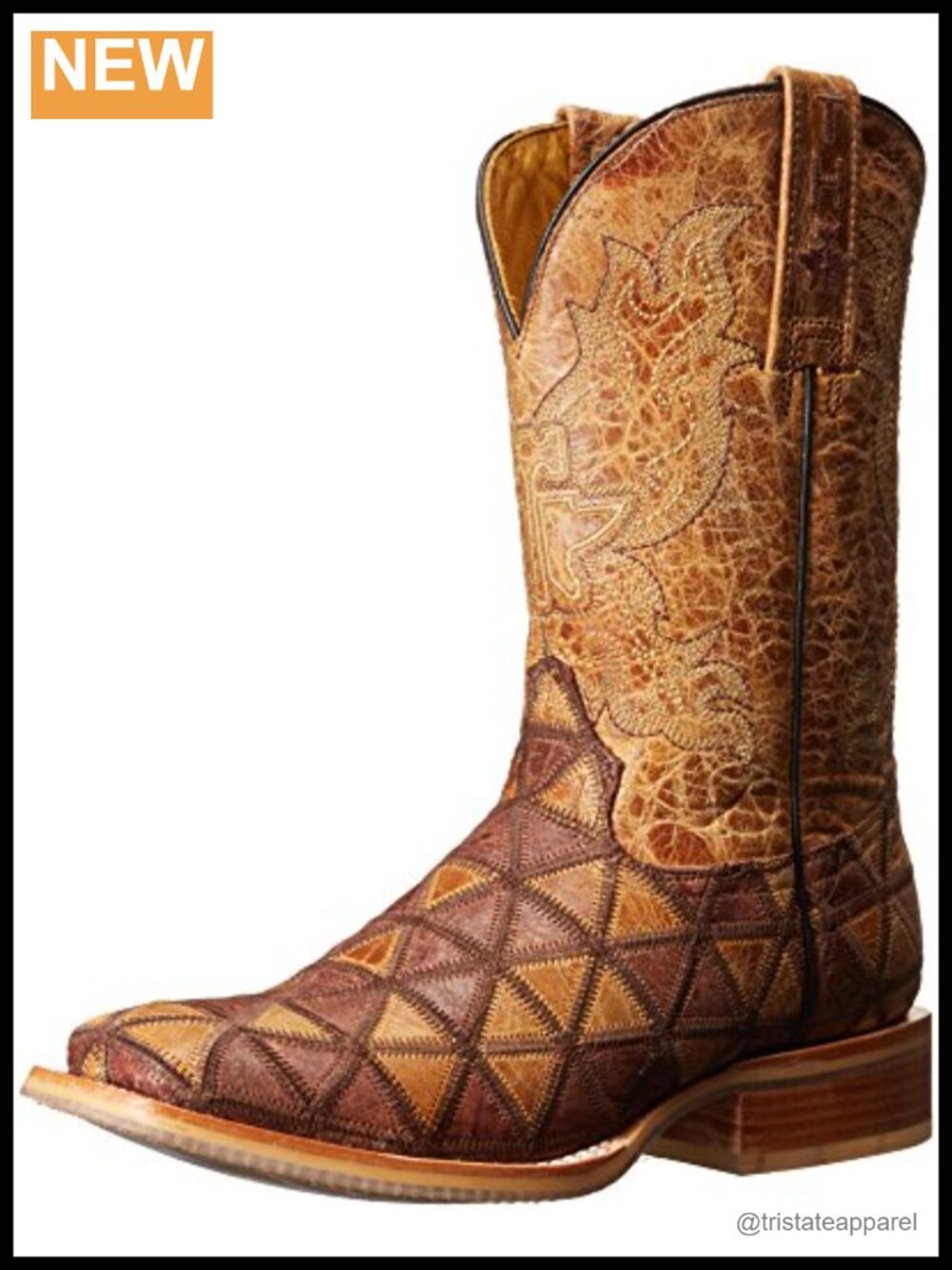 Slip-On Work Boots Leather Stacked Heel Mid-Calf